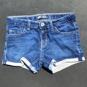 levis mid darkwash jeanshorts girls size 12